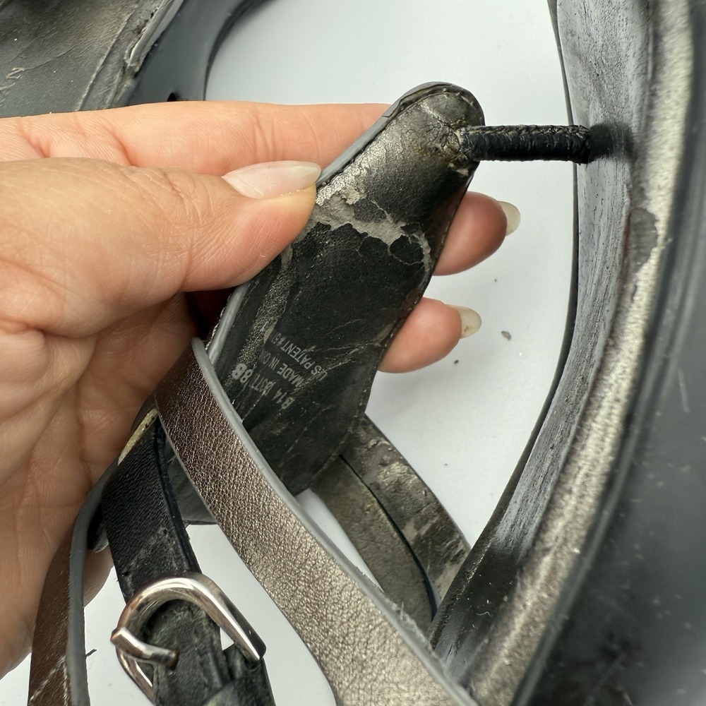 Cole Haan NikeAir Women's Wedge Sandals‎ Size 8 Metallic Gray Leather Thong - Picture 10 of 11